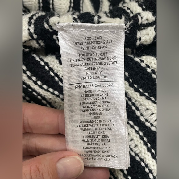 FOX Womens black and white striped pocketed shifter cardigan size large NWT - Picture 9 of 10